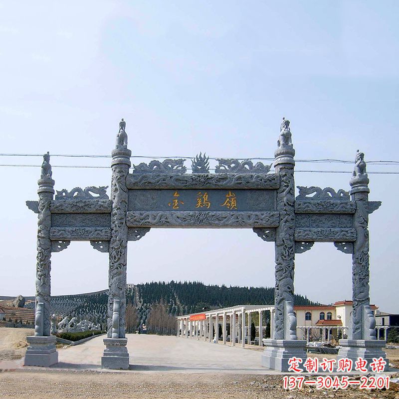 廊坊金鸡岭景区石雕牌坊特色雕塑定制