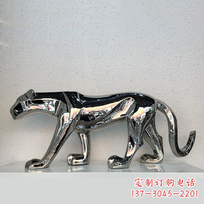 廊坊金钱豹不锈钢动物雕塑