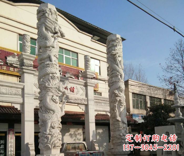 廊坊汇聚古灵神韵的大理石龙柱雕塑