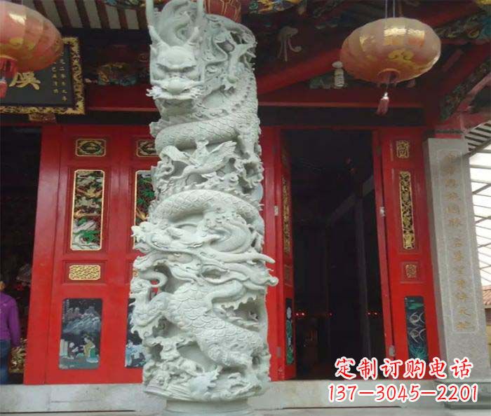 廊坊精美的大理石龙柱雕塑