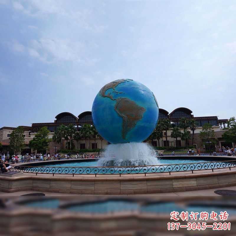 廊坊视觉奇景,不锈钢水景喷泉地球仪雕塑