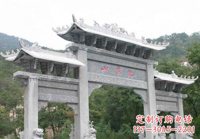 廊坊三门仿古牌坊石雕,精美绝伦