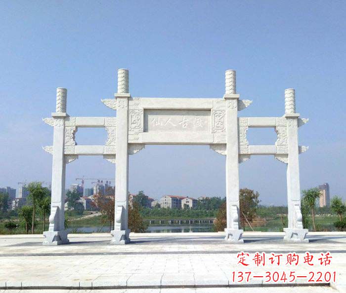 廊坊景区三门牌楼石雕