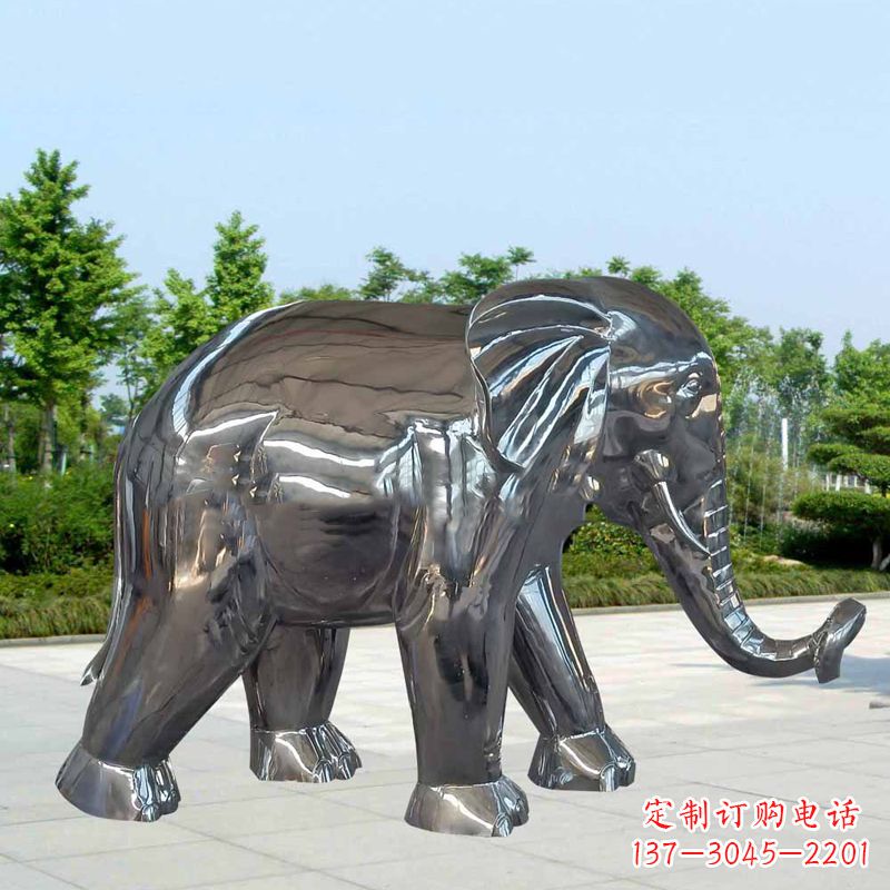 廊坊镜面不锈钢大象雕塑