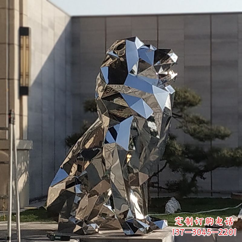 廊坊现代狮子雕塑,金属时尚与艺术完美结合