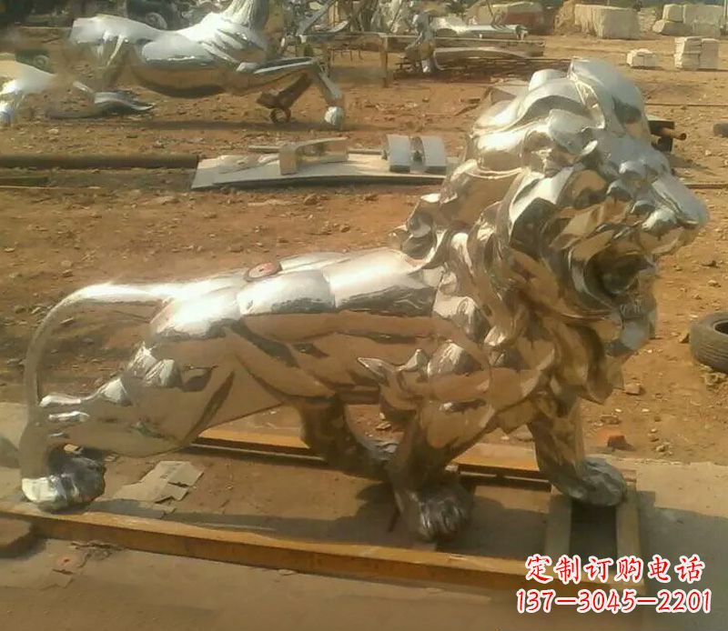 廊坊一缕金光,精致的镜面不锈钢狮子雕塑