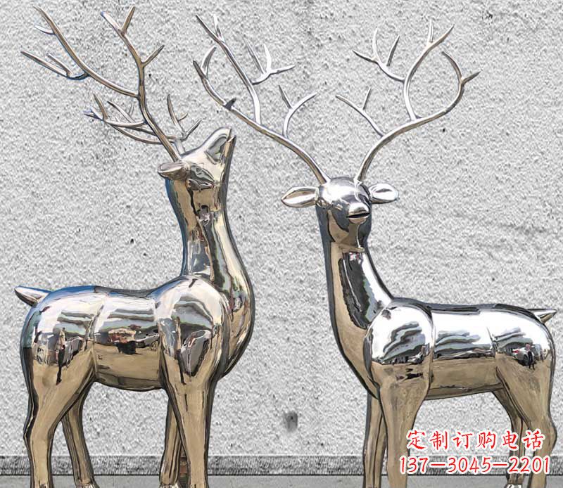 廊坊镜面不锈钢小鹿雕塑