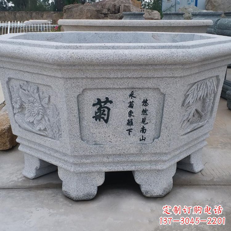 廊坊精美砂岩花盆雕塑,点缀精致家居