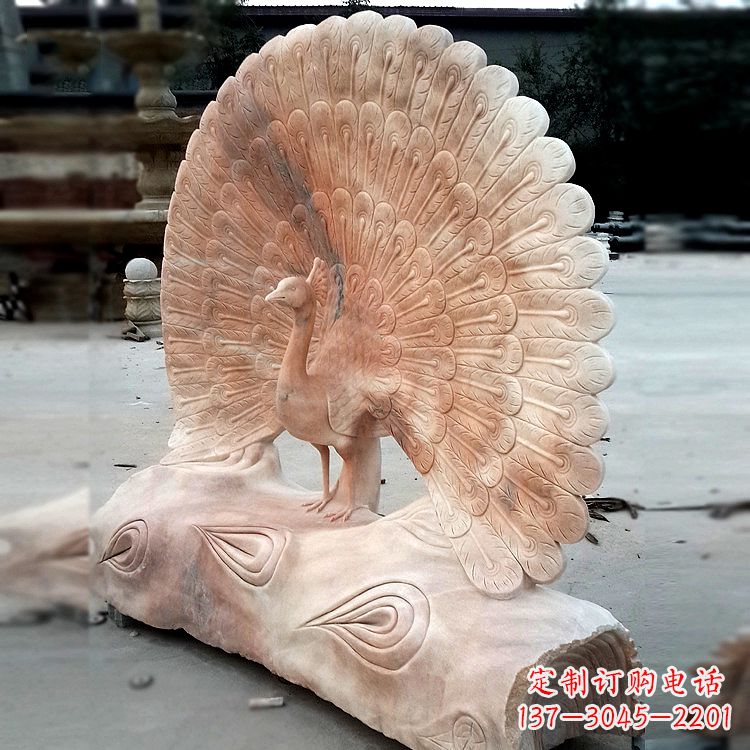 廊坊艺术精美的孔雀石红雕塑