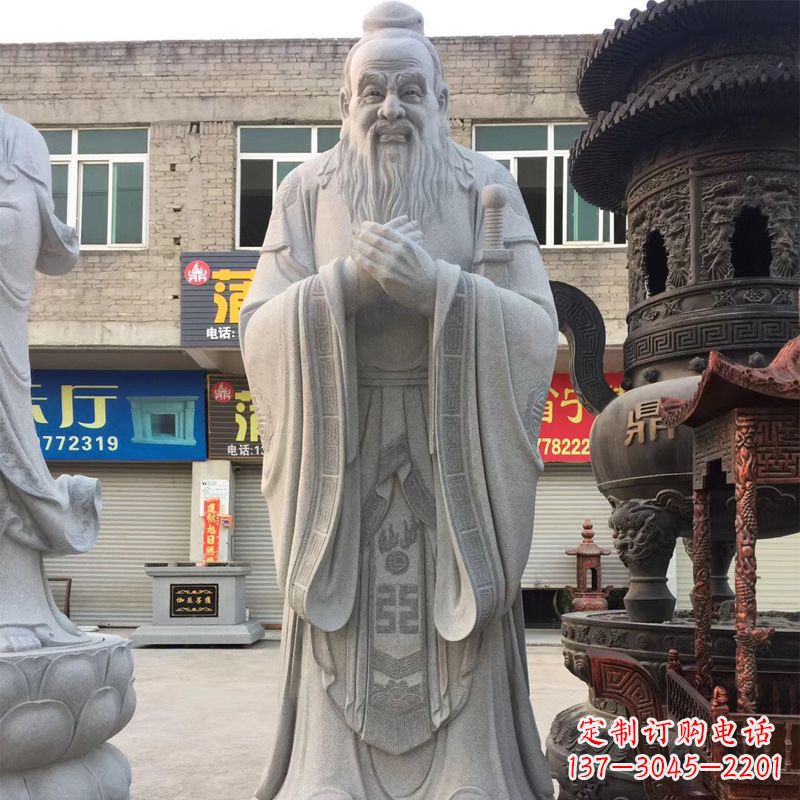 廊坊传承古典,精美绝伦的孔子石雕头像