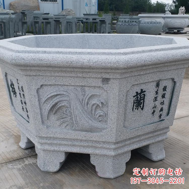 廊坊兰花-中式砂岩花盆雕塑