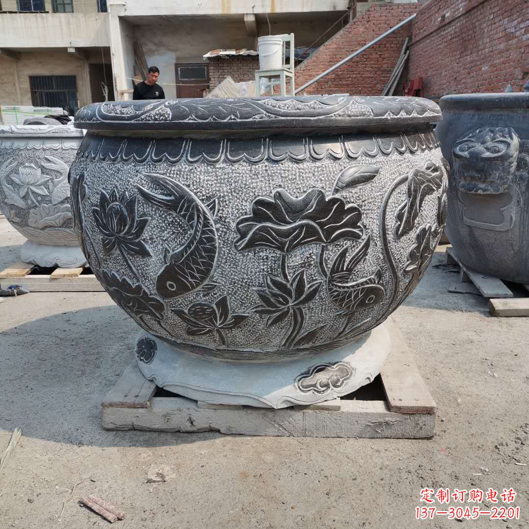 廊坊老青石园林石雕水缸