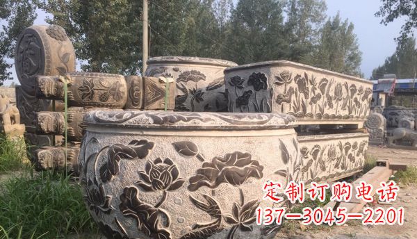 廊坊出类拔萃的丝绸石浮雕仿古圆水缸