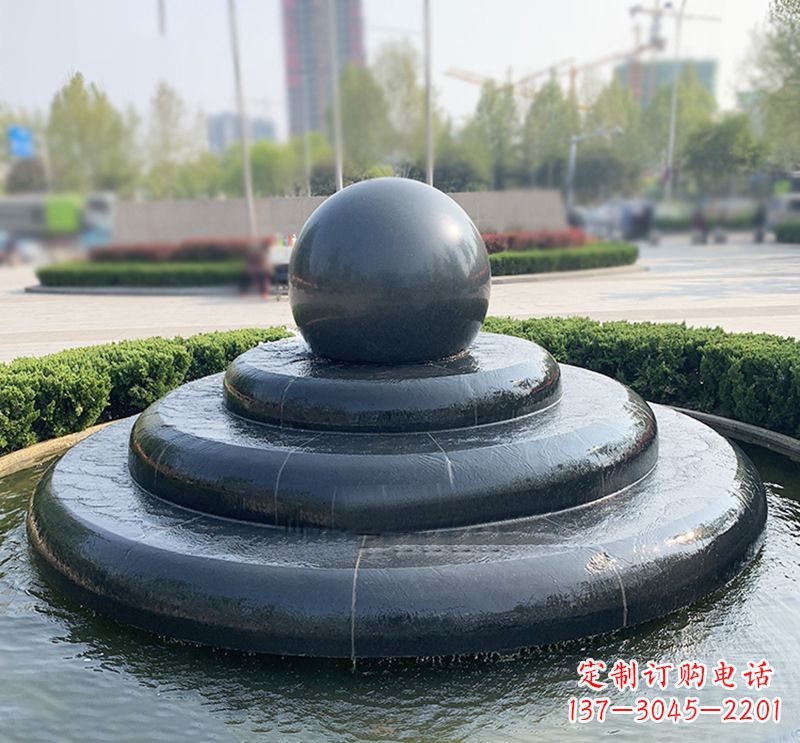 廊坊临沂石雕风水球喷泉,雕塑定制专属于您