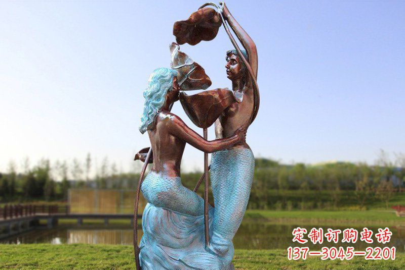 廊坊流水摆件美人鱼铜雕