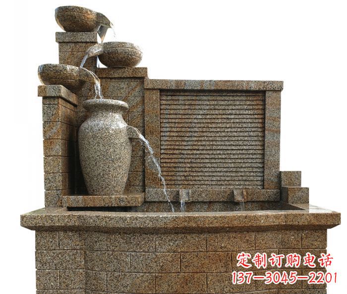 廊坊流水罐子水槽庭院流水摆件石雕 (2)