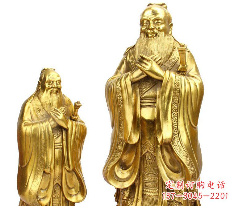 廊坊鎏金质感精美孔子铜雕像