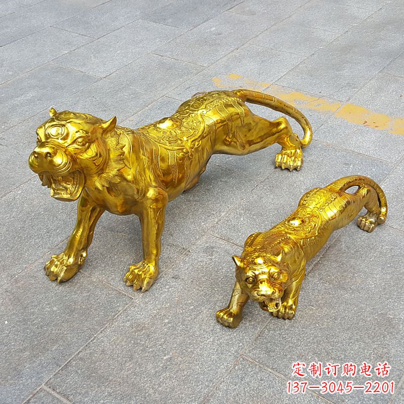 廊坊鎏金老虎,铜雕工艺精美