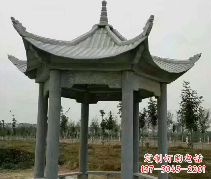 廊坊精美六角石凉亭雕塑