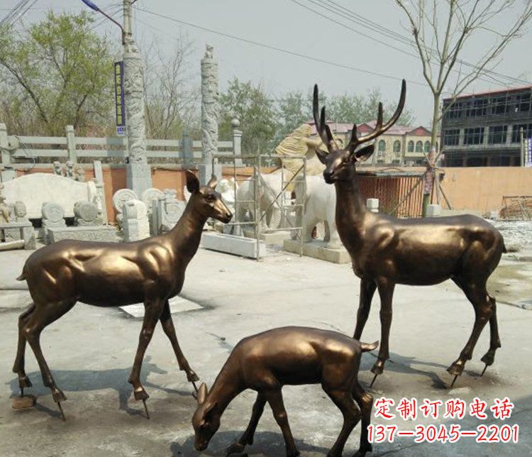廊坊鹿动物铜雕 (2)