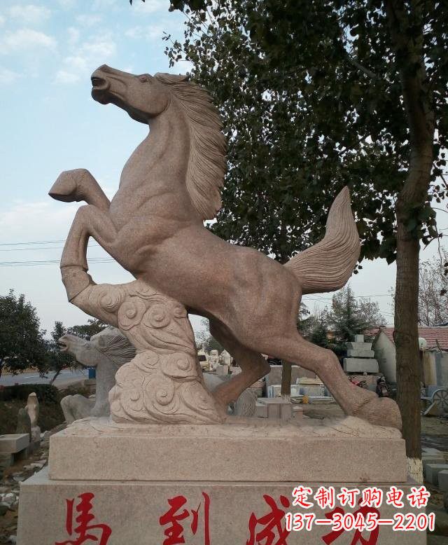廊坊精美细腻的马到成功石雕塑