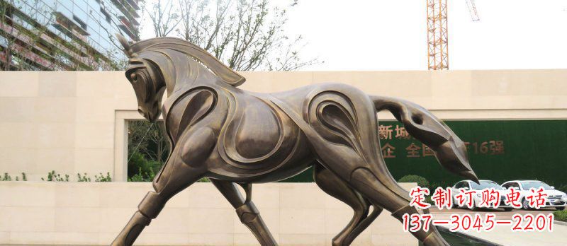 廊坊艺术雕塑，马系动物铜雕