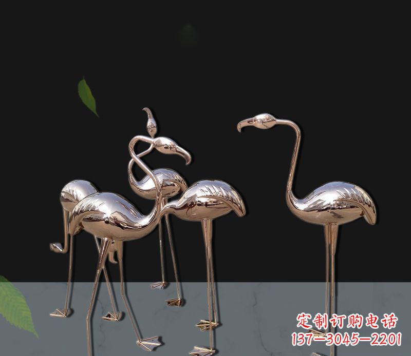 廊坊玫瑰金不锈钢火烈鸟雕塑,艺术品的魅力