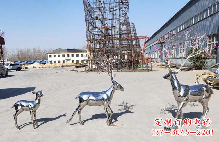 廊坊梅花鹿不锈钢雕塑,惊艳于众