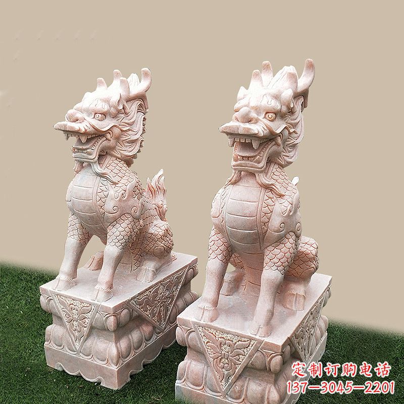 廊坊门口看门神兽麒麟石雕