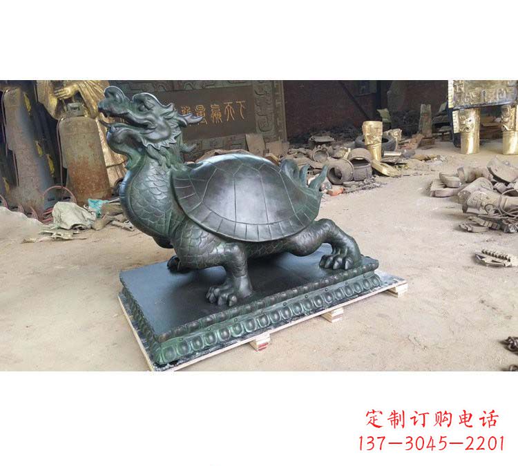 廊坊门口青铜龙龟雕塑