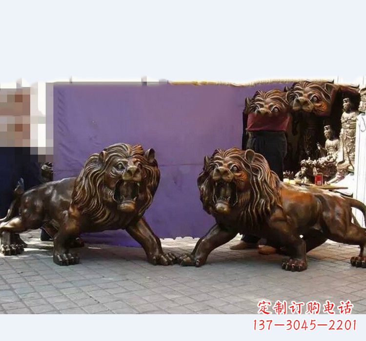 廊坊门口西洋狮子铜雕