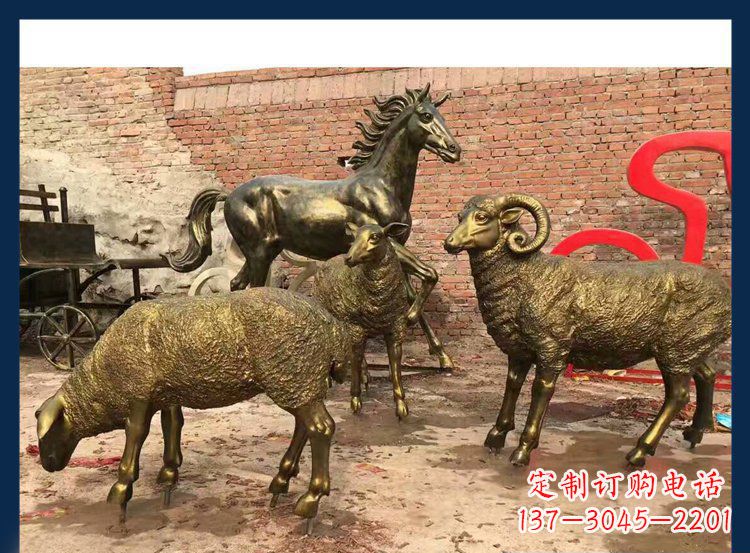 廊坊中领雕塑|绵羊公园动物铜雕,让自然之美永存