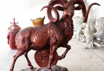 廊坊红阳开泰精美的缅甸铜山羊雕塑