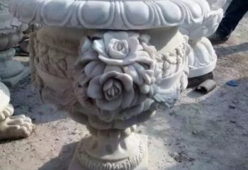 廊坊花朵浮雕欧式花钵石雕