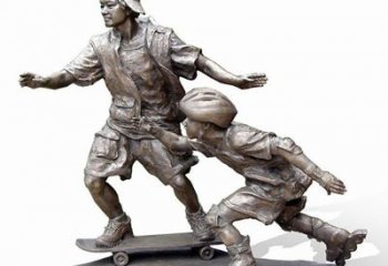 廊坊激情滑板，艺术雕塑：城市滑冰男孩铜雕