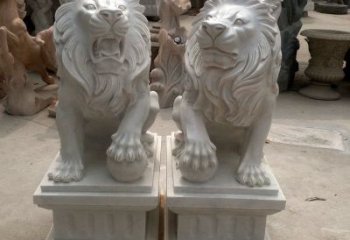廊坊汇丰狮子石雕塑，装点商业场所的象征