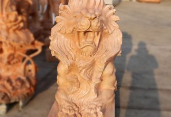 廊坊象征力量的汇丰狮子红石雕