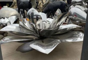 廊坊镜面不锈钢荷花雕塑，精致优雅演绎着无限美丽