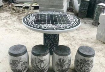 廊坊精美梅兰竹菊形石桌凳，无与伦比的艺术美感