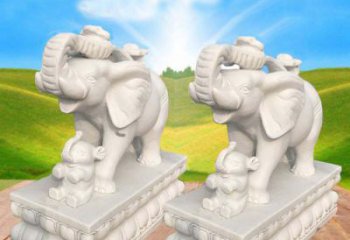 廊坊中领雕塑，独特精美的大象汉白玉门口石雕