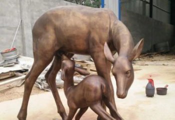 廊坊母子鹿公园动物铜雕——精美绝伦