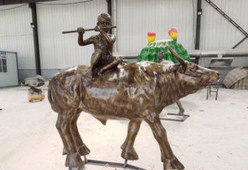 廊坊五大牧童骑牛铜雕塑