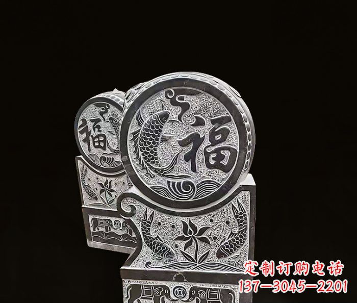 廊坊年年有余雕塑-门墩仿古抱鼓石