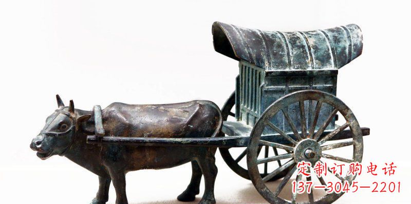 廊坊定制牛车景观铜雕塑