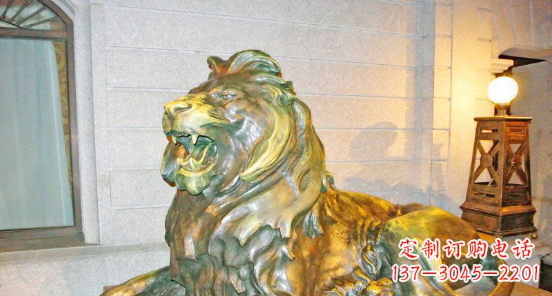 廊坊趴着的西洋狮铸铜狮子铜雕