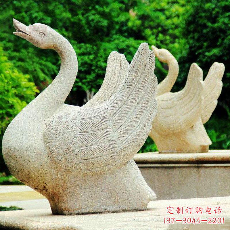 廊坊高雅优美的砂岩天鹅雕塑
