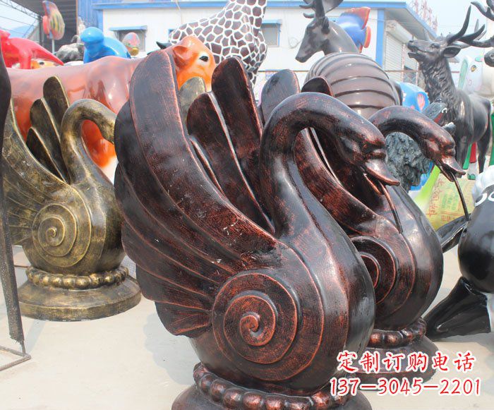 廊坊喷水天鹅动物铜雕