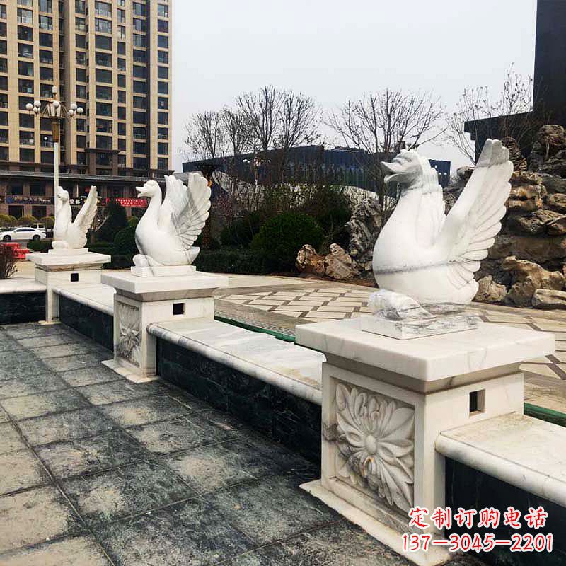 廊坊喷水天鹅石雕-公园小区水池喷水动物喷泉