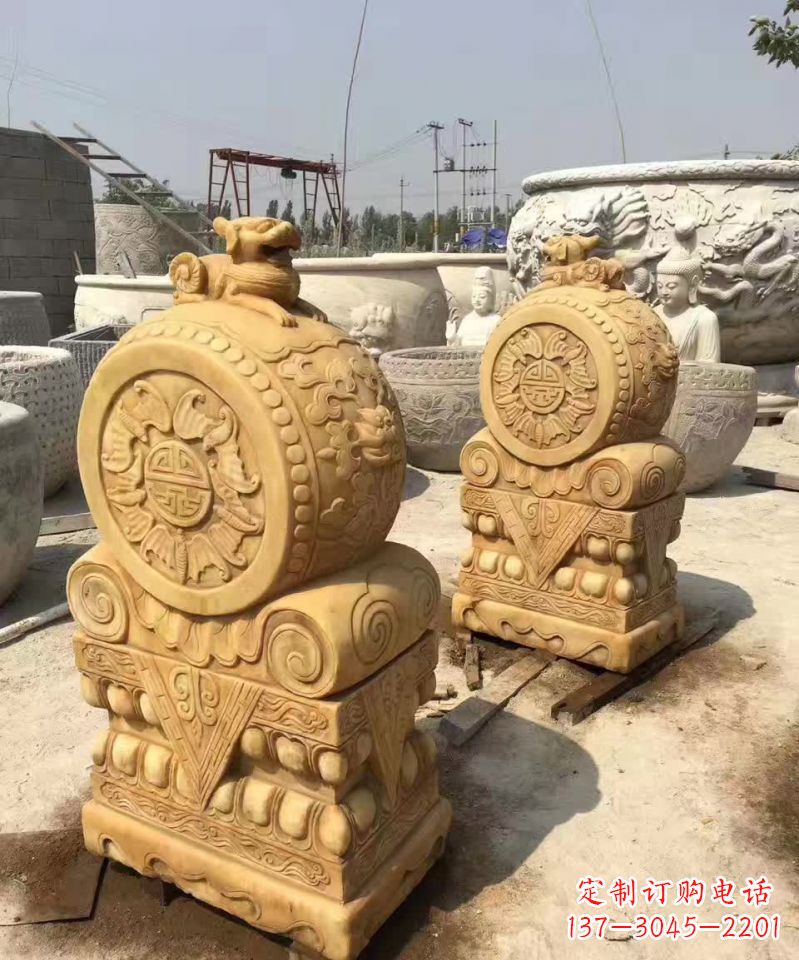 廊坊福瑞貔貅抱鼓石雕塑,传承中国古老文化