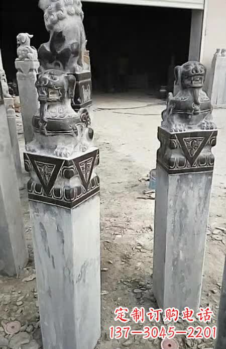 廊坊精美的貔貅栓马桩雕塑